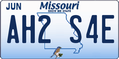 MO license plate AH2S4E