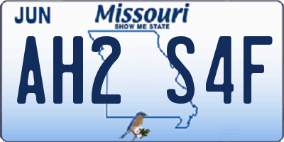 MO license plate AH2S4F