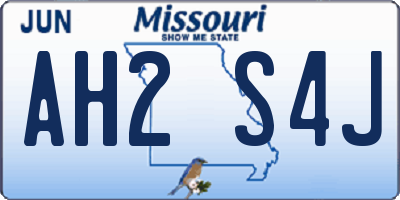 MO license plate AH2S4J