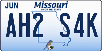 MO license plate AH2S4K