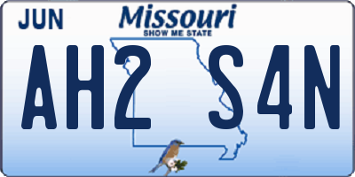 MO license plate AH2S4N