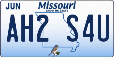 MO license plate AH2S4U