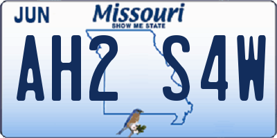 MO license plate AH2S4W