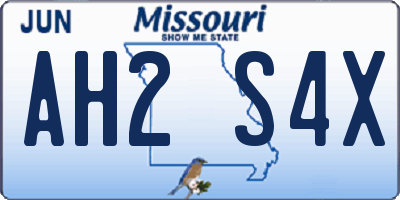 MO license plate AH2S4X