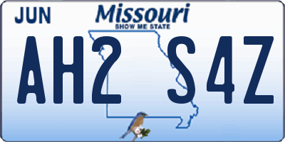 MO license plate AH2S4Z