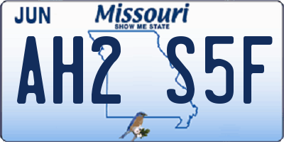MO license plate AH2S5F