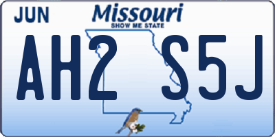 MO license plate AH2S5J