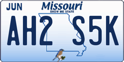 MO license plate AH2S5K