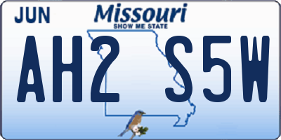 MO license plate AH2S5W