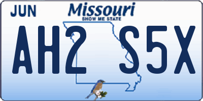 MO license plate AH2S5X