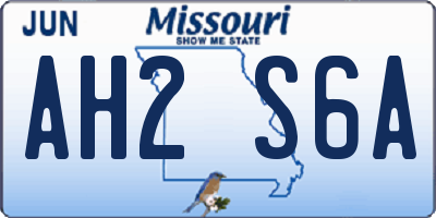 MO license plate AH2S6A