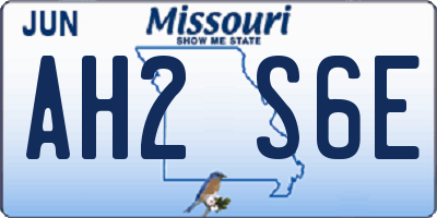 MO license plate AH2S6E