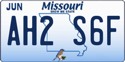 MO license plate AH2S6F