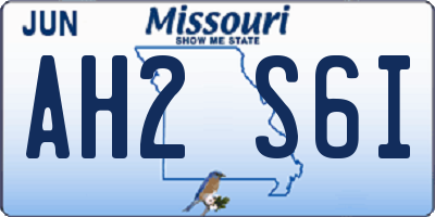 MO license plate AH2S6I