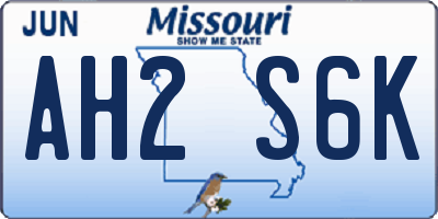 MO license plate AH2S6K