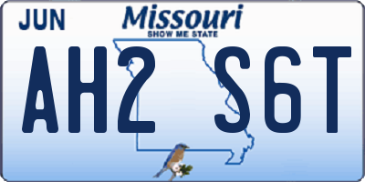 MO license plate AH2S6T