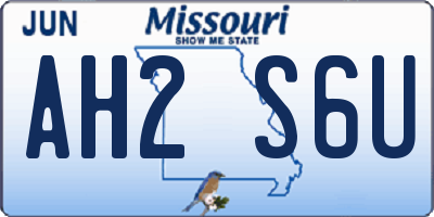 MO license plate AH2S6U