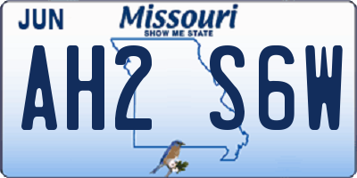 MO license plate AH2S6W