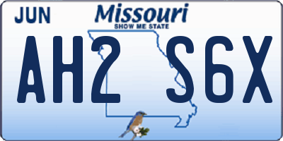 MO license plate AH2S6X