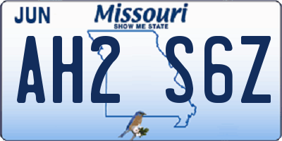 MO license plate AH2S6Z