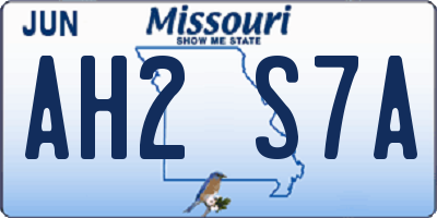 MO license plate AH2S7A