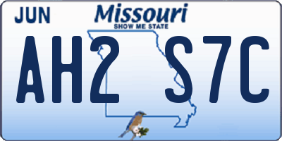 MO license plate AH2S7C