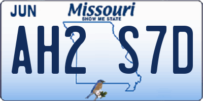 MO license plate AH2S7D