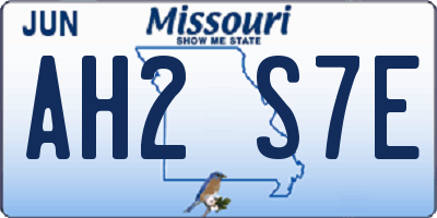 MO license plate AH2S7E