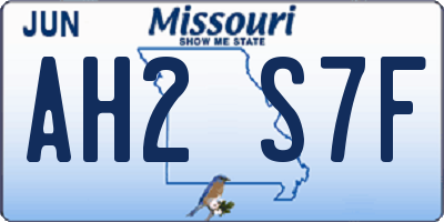 MO license plate AH2S7F