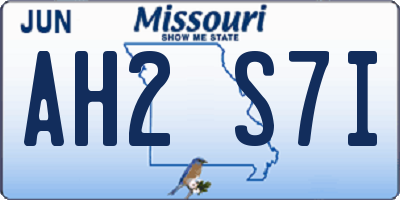 MO license plate AH2S7I