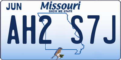 MO license plate AH2S7J