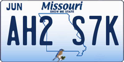 MO license plate AH2S7K