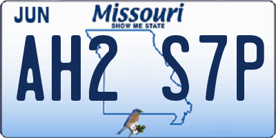 MO license plate AH2S7P