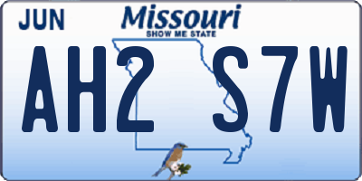 MO license plate AH2S7W