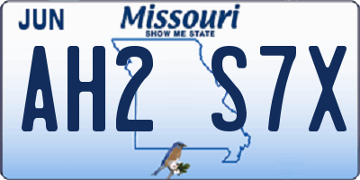 MO license plate AH2S7X