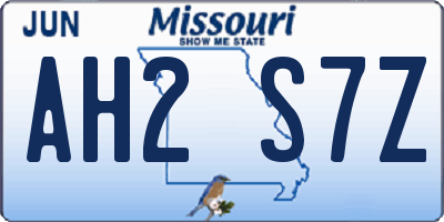 MO license plate AH2S7Z