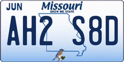 MO license plate AH2S8D