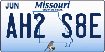 MO license plate AH2S8E