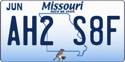 MO license plate AH2S8F