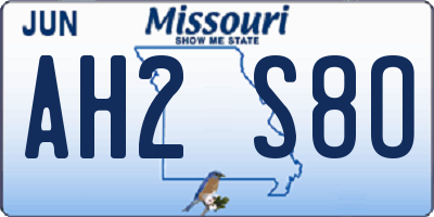 MO license plate AH2S8O