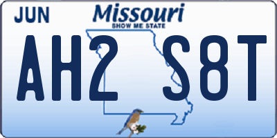 MO license plate AH2S8T