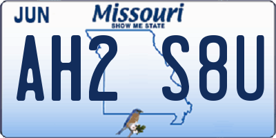 MO license plate AH2S8U