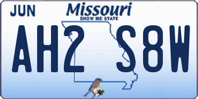 MO license plate AH2S8W