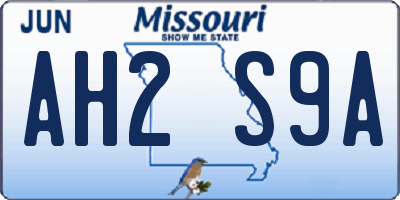 MO license plate AH2S9A