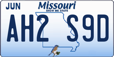 MO license plate AH2S9D