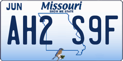 MO license plate AH2S9F