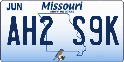 MO license plate AH2S9K