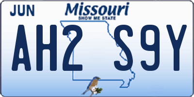 MO license plate AH2S9Y