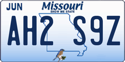 MO license plate AH2S9Z
