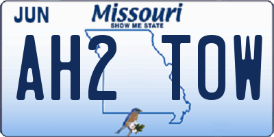 MO license plate AH2T0W